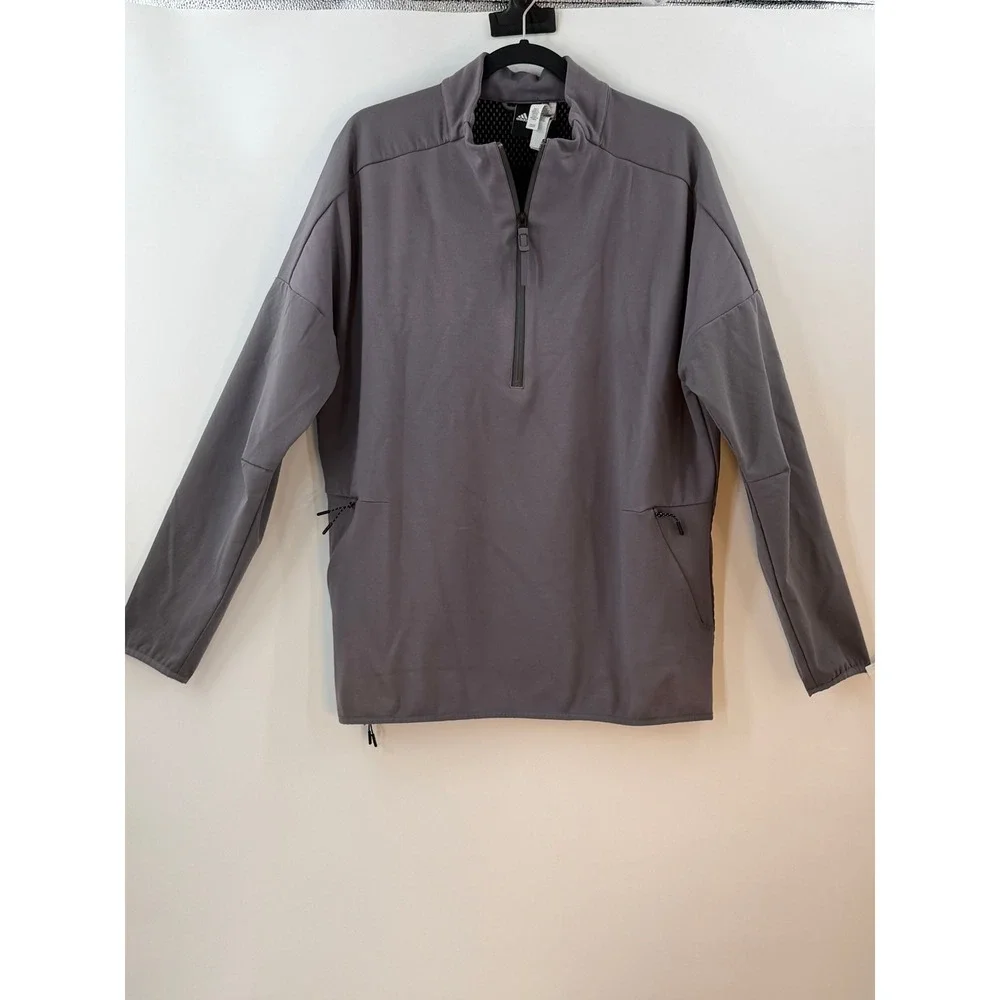 adidas Mens XL Gray 1/4 Zip Pullover Sportcore Athleisure Gorpcore Techwear